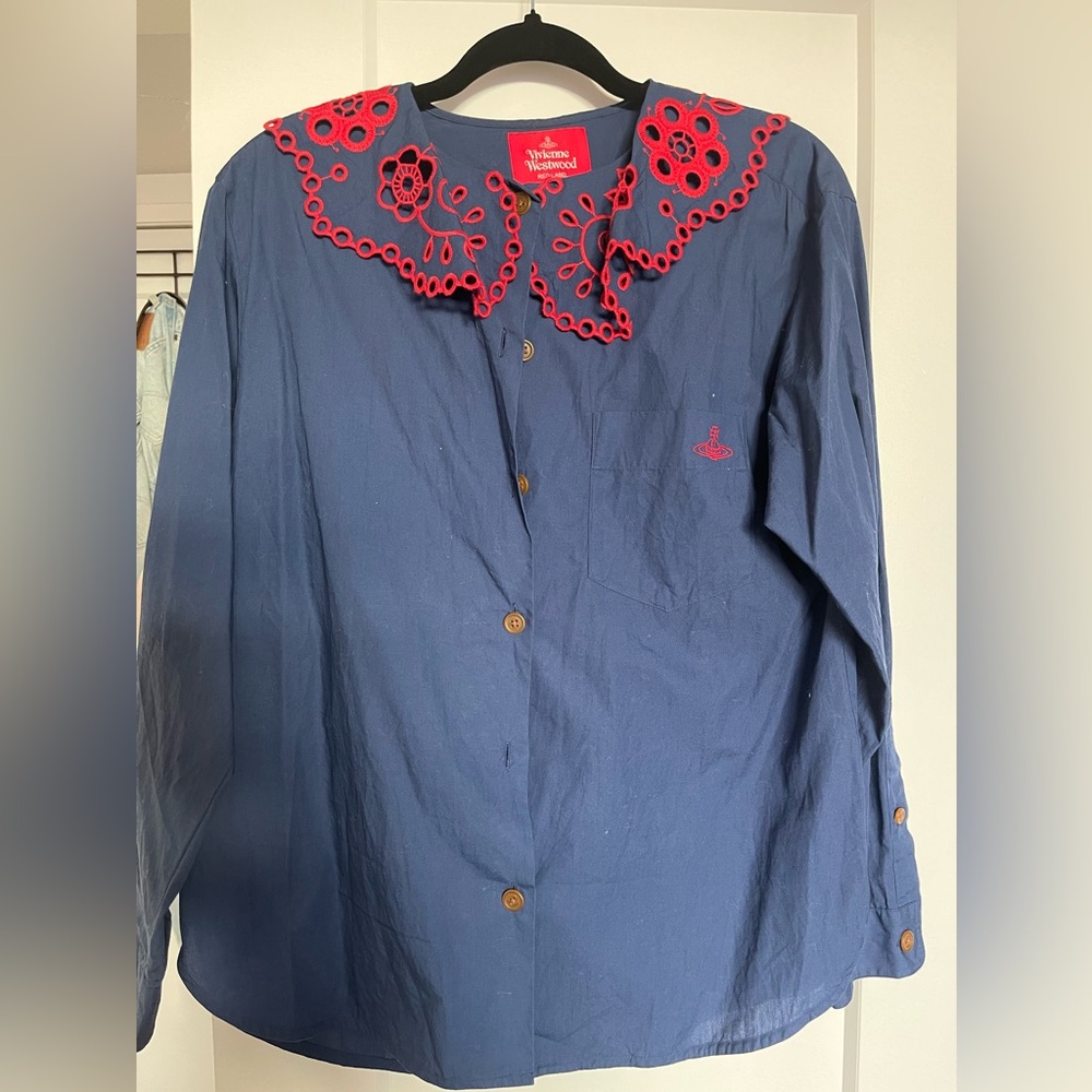 Vivienne Westwood Red Label Navy Shirt with Statement Collar